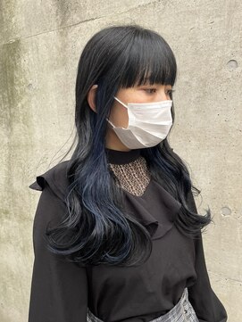アクアオモテサンドウ(ACQUA omotesando) ＊ブリーチなしブルーブラック×インナーカラーブルーネイビー