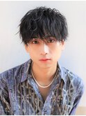 韓国ヘア黒髪マッシュ/ツイストスパイラルパーマ