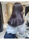 ゆるふわ艶感ラベンダーピンクブリーチなしダブルカラー