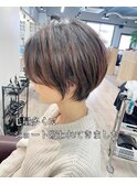 大人ショートボブ丸みショートカットマッシュショート前髪あり