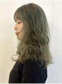 ☆ブリーチなしカラー オリーブカラー オリーブベージュ ボブ
