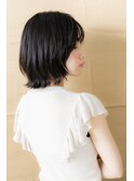 黒髪アッシュブラック美髪外ハネボブウルフ308X越谷20代30代40代