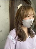 お顔周りレイヤー♪くびれ巻き~ミルクティーカラー~