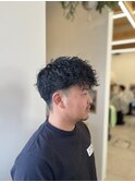 メンズフェードツーブロックショートツイストパーマスパイラル