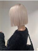 12998艶髪ホワイトブロンド切りっぱなしボブ韓国マロンベージュ