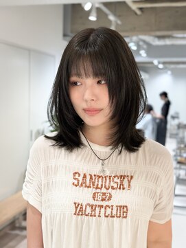 シュク 高円寺(SYUK) 顔まわりレイヤー×くびれボブ/オリーブグレージュ/【坂元】