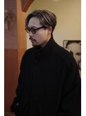 メンズホワイトシルバーニュアンスパーマ外国人風眉毛カット岡山