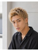 MEN's Baguz MEN'Sカット/ MEN'Sパーマ/ MEN'Sカラー ハイトーンブロンド束感レイヤー韓国風メンズショートスタイル