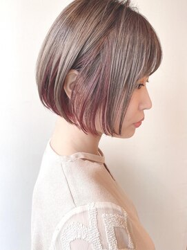 モリオフロムロンドン 原宿本店(morio from London) 【morio原宿】丸みボブインナーカラーピンク