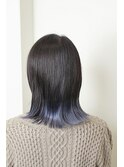 :外はねロブ　:裾カラー　:コバルトシルバー　:こなれヘア