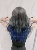 店長今里☆グレーとブルーグラデーションカラー☆