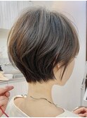 前髪あり小顔つや髪顔まわり簡単スタイリングショートボブヘア