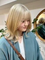 サンク 原宿 表参道(cinq)&nbsp;ミルクティーベージュピンクベージュカラー顔周りレイヤー韓国