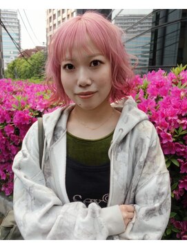 レコ 渋谷(LECO) ベビーライトピンクハイトーンケアブリーチボブ