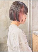 暗髪×インナーピンク