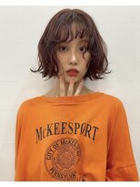 アクアオモテサンドウ(ACQUA omotesando)&nbsp;△癖毛風ボブパーマミディアムパーマオレンジブラウン