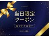 【当日限定大特価40%OFF】カット＋カラー＋炭酸泉 ￥8200→￥5000 ※胸下+￥500
