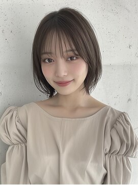 ヴェイン 渋谷(vain) ボブ レイヤー 顔周りレイヤー 小顔カット グレージュカラー