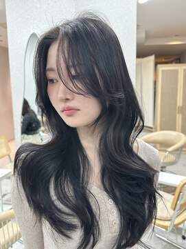 天神美容室 韓国レイヤーカットダークグレージュ