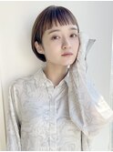 大人かわいい暖色系カラーフレンチボブマッシュショート