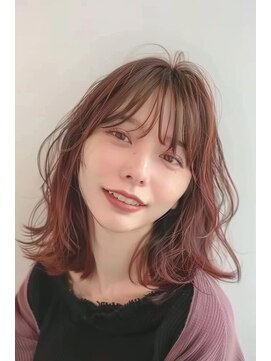 ラナ 新宿(lana) ミディアム/ピンクブラウン/シースルー/【lana hair新宿】