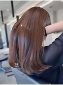縮毛矯正ストレートミディアムロングレイヤーカット堀江