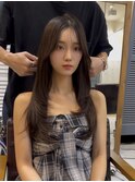 韓国ヘア 2wayバング 顔まわりカットNo.1 レイヤー グレージュ