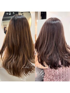 カラ フクオカ(Cara FUKUOKA) チョコレートピンク&レイヤーカット★福岡髪質改善