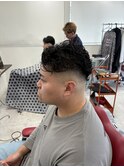 オールバックパーマ　スキンフェード　メンズ