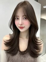 エリス 四条烏丸店(ELIS)&nbsp;小顔外ハネミディアムアッシュ20代30代40代くびれミディ韓国ヘア