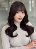 ロングレイヤー/顔周りレイヤー/ピンクブラウン