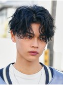 名古屋栄シャドウパーマメンズセンターパート無造作ツーブロック