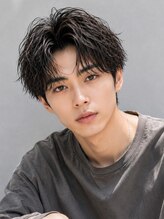 メンズ ソース 梅田(MEN'S SOURCE)&nbsp;ラフニュアンスパーマ×センターパート/メンズ