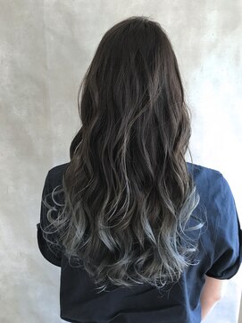 ムウ 難波(MOU) バレイヤージュ毛先パーマことりベージュウォーターフォール