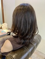【shige】外ハネミディオリーブベージュくびれセミディ