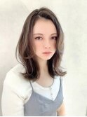 大人ミディアム韓国レイヤーアッシュブラウン透明感20代30代40代