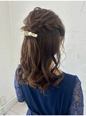 ハーフアップアレンジ結婚式ヘアお呼ばれヘア