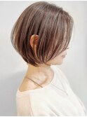 say.ショートボブひし形ショートローズブラウン暗めカラー