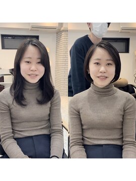 メモリーズ 銀座(Memories) センターパートで楽でお洒落なショートヘア