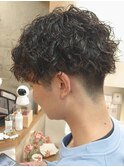 ツイスパセンターパートマッシュ波巻きダウンパーマメンズ目黒