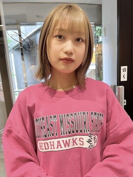 ラミエバイメルト 下北沢(lamie by melt) 村上/切りっぱなしボブダブルカラーミルクティーベージュ前髪