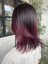 チェリッシュ(Cherish)&nbsp;レイヤーウルフミディ グラデーションレッド暖色系ブラウン
