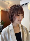 赤味ブラウン/ショートボブ