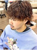 緩め波巻きスパイラルパーマセンターパートウルフサーフカール