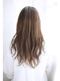 夏美髪質改善アプリコットオレンジハイライトカラーくびれヘア80