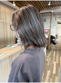 白髪ぼかしハイライト　グレージュ　柏　柏駅
