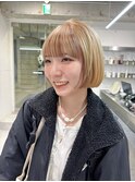 ハニーベージュ/ローライト/ボブ/カット/ミニボブ/ハイトーン