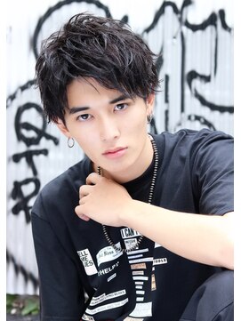 ネイビー(NAVY) アップバングショートマッシュ メンズカット ツーブロック 黒髪