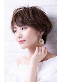 チェリーブラウン/丸顔/ミニウルフ/白髪ぼかし/髪質改善