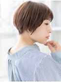ピンクブラウン艶カラー前下がり小顔ショートa越谷20代30代40代